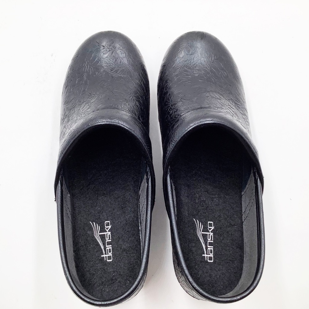 {Dansko} Leather Tooled Pattern Clogs - image 3